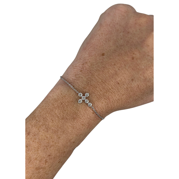 Bubble Diamond Cross Chain Bracelet