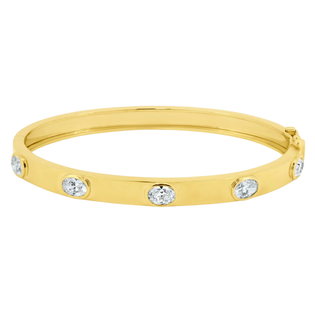 Oval Cut Gold Bangle