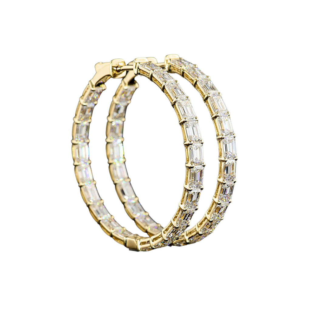 Lab-Grown Bold Babe Emerald-Cut Hoops