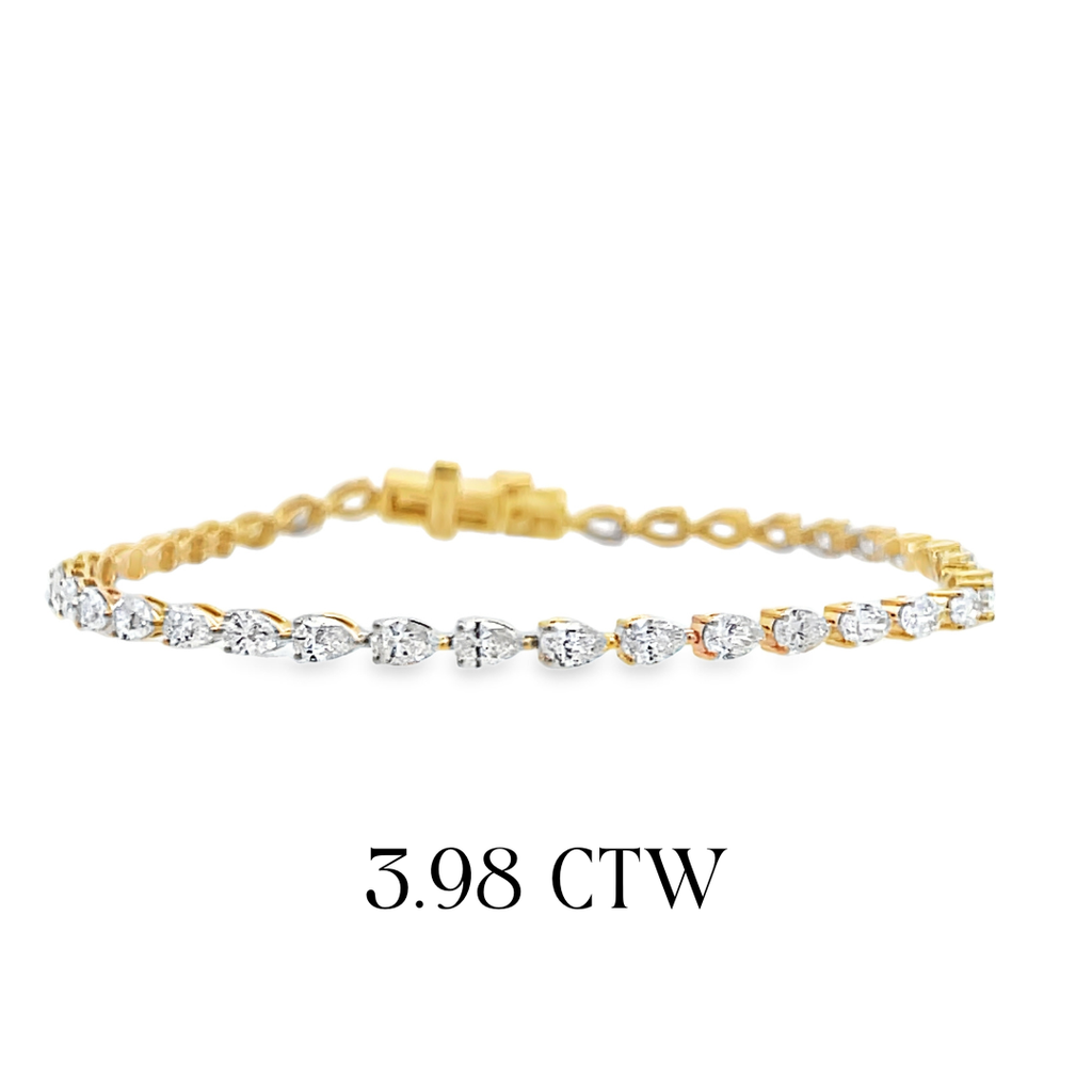Lab-Grown East/West Pear Shape Diamond Tennis Bracelet