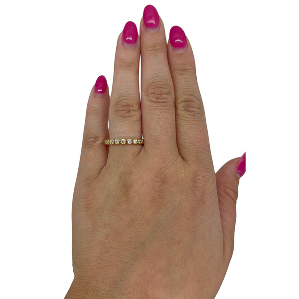 Mini Round Bezel Ring on hand