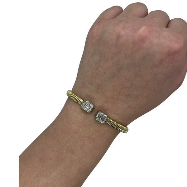 Baguette Halo Open Cuff Bangle