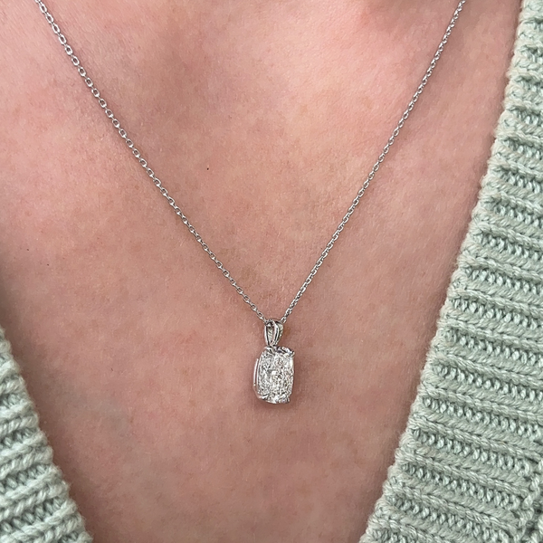 Lab-Grown Elongated Cushion Pendant Necklace