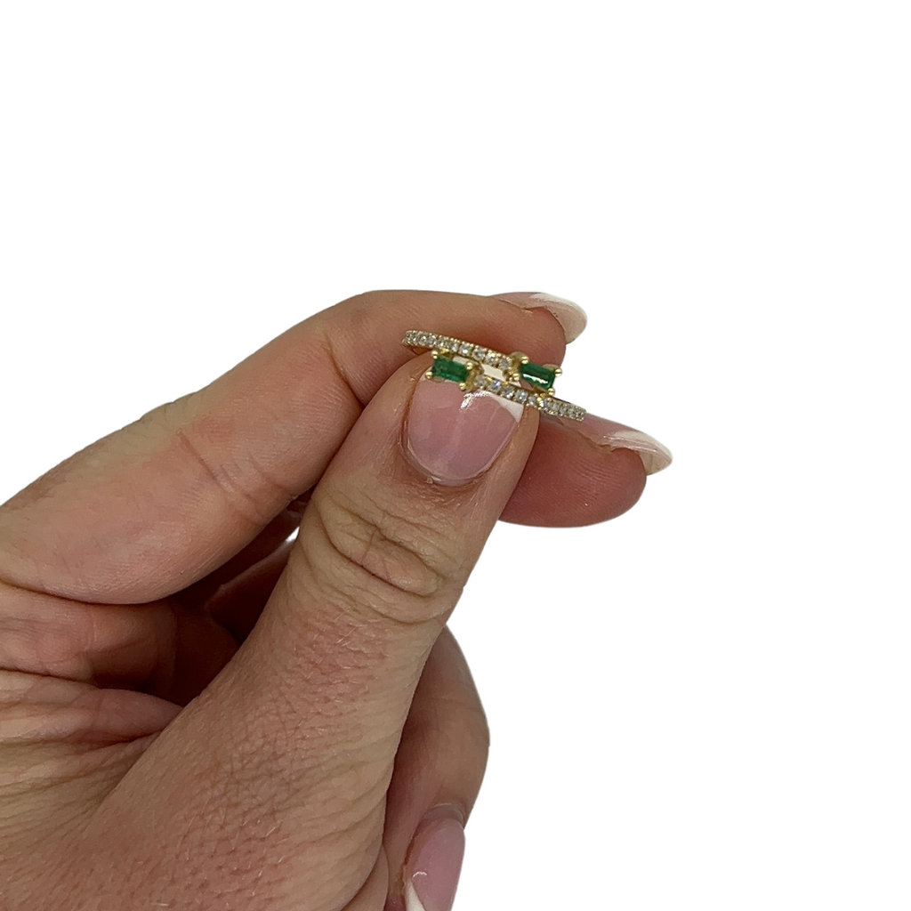 Emerald Baguette & Diamond Wrap Ring