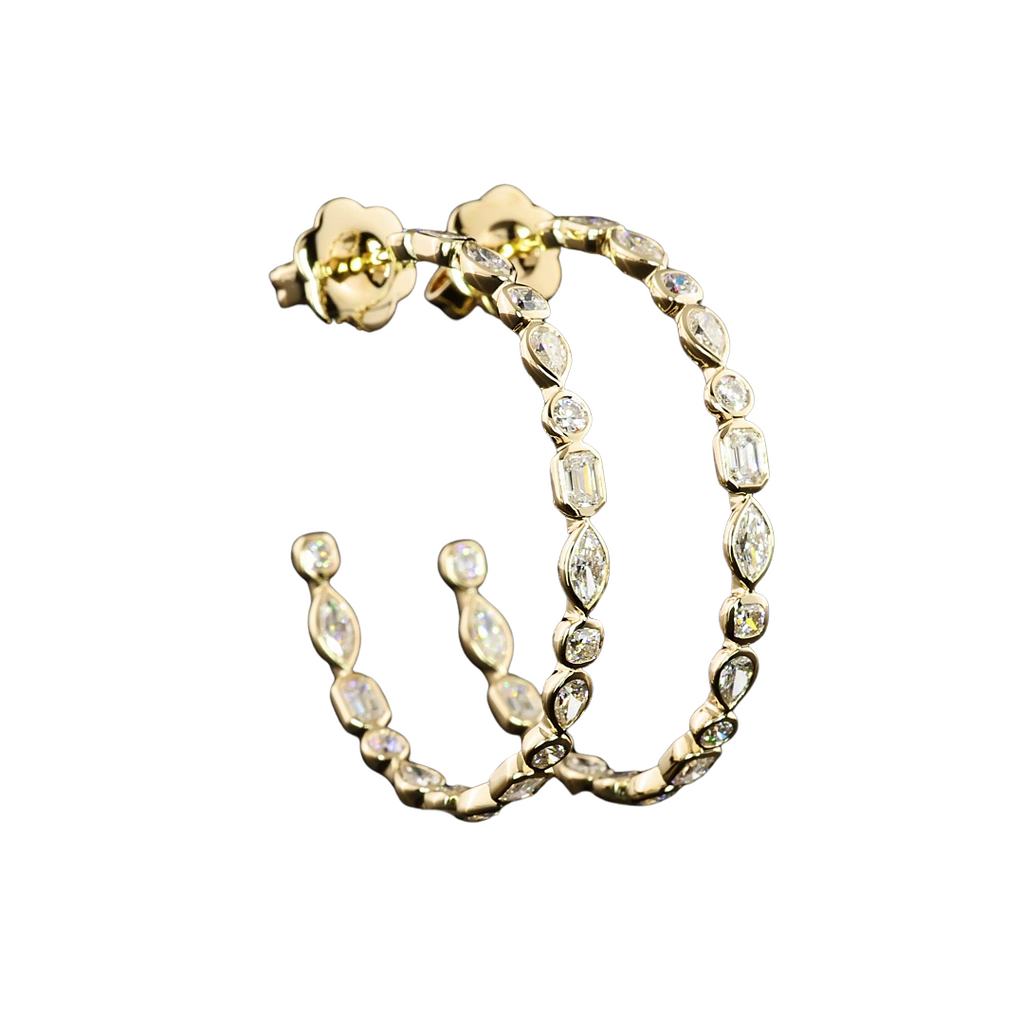 Lab-Grown Bezel Multi-Shape Hoops