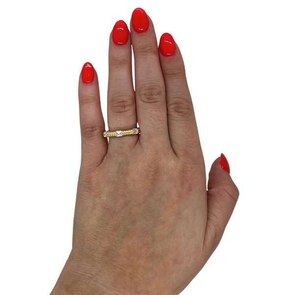 Lab-Grown Fluted E/W Emerald Cut Band