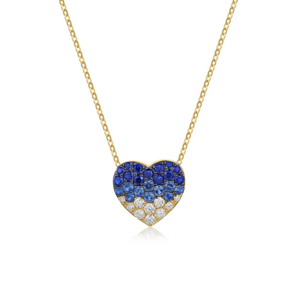 Blue Sapphire Ombré Heart Pendant