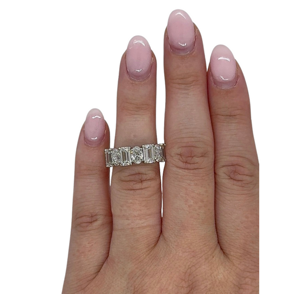 Lab-Grown Emerald & Oval Platinum Eternity Band