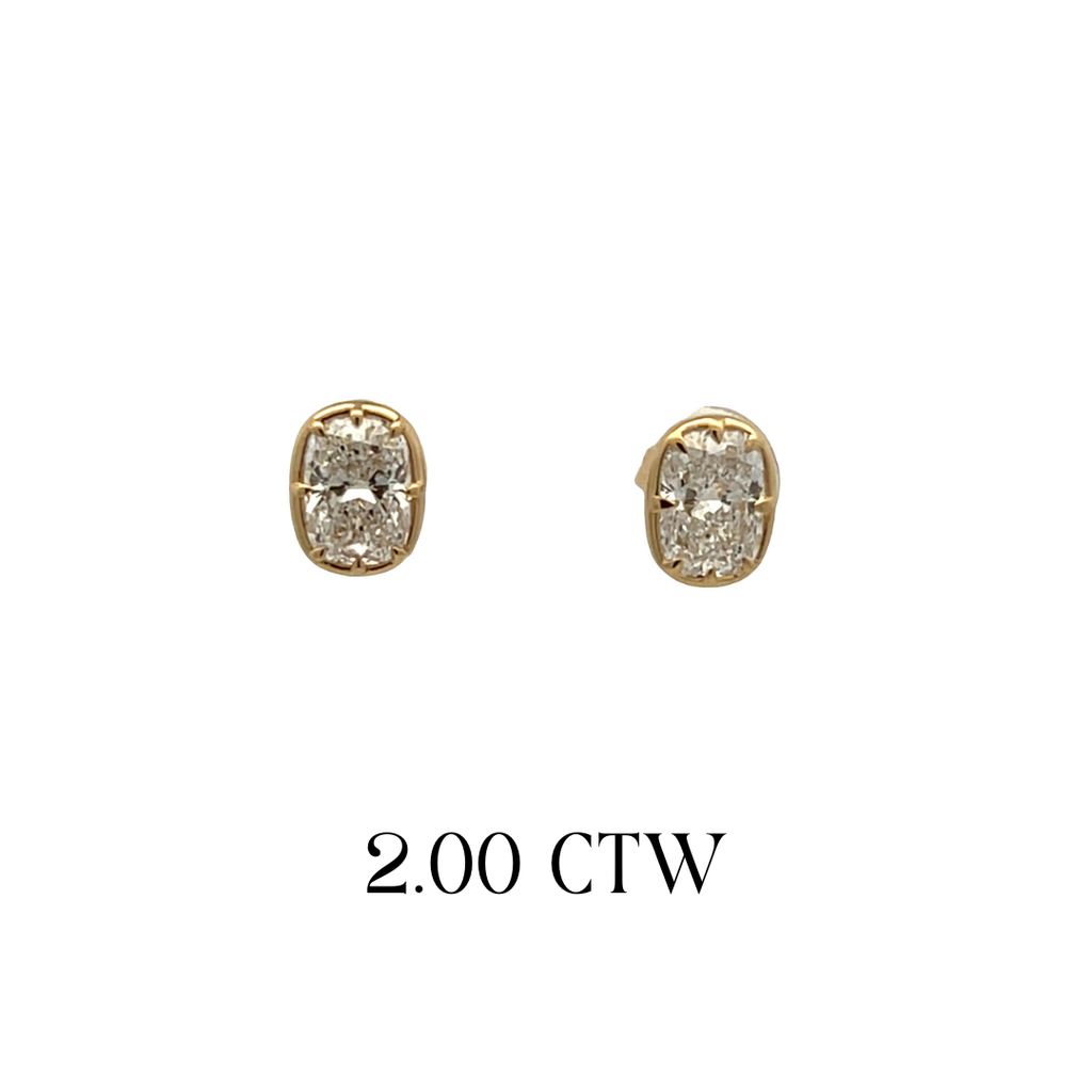 Lab-Grown Georgian Elongated Cushion Stud Earrings