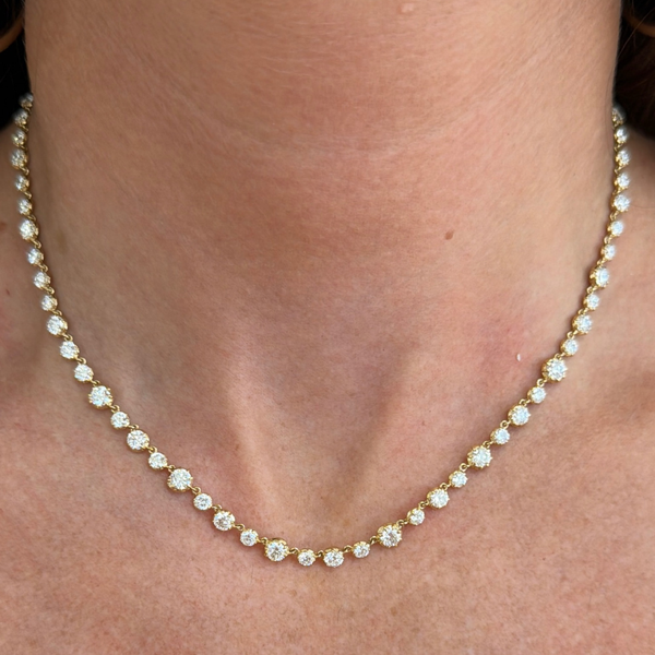 Lab-Grown Round Diamond Georgian Necklace- Yellow Gold 2