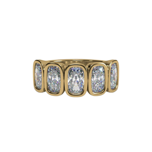 Lab-Grown Bezel Elongated Cushion Band