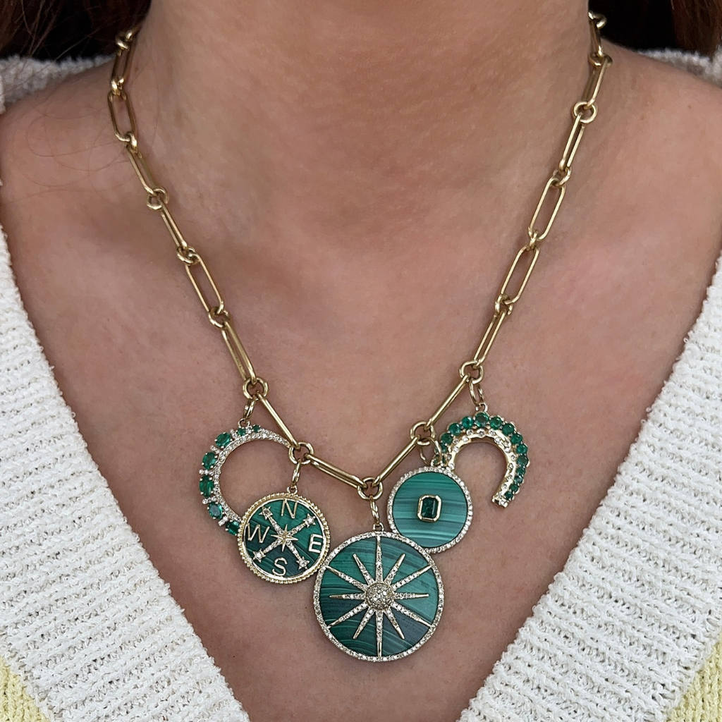 Malachite & Emerald Green Charm Necklace