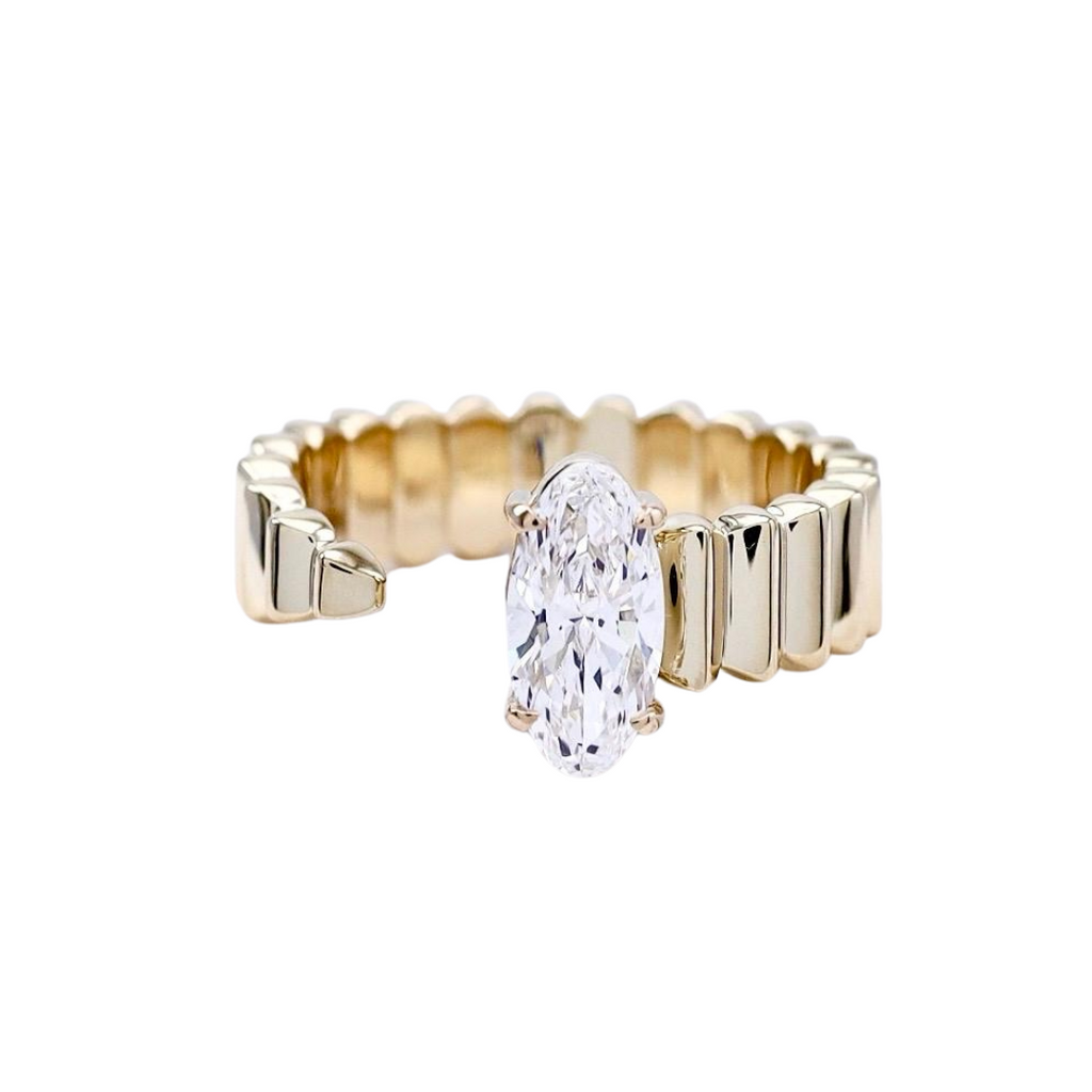 Lab-Grown Moval Fluted Wrap Ring