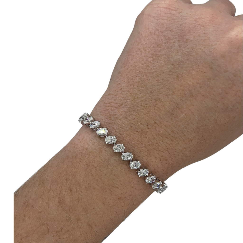 Lab-Grown Off-Set Oval Tennis Bracelet