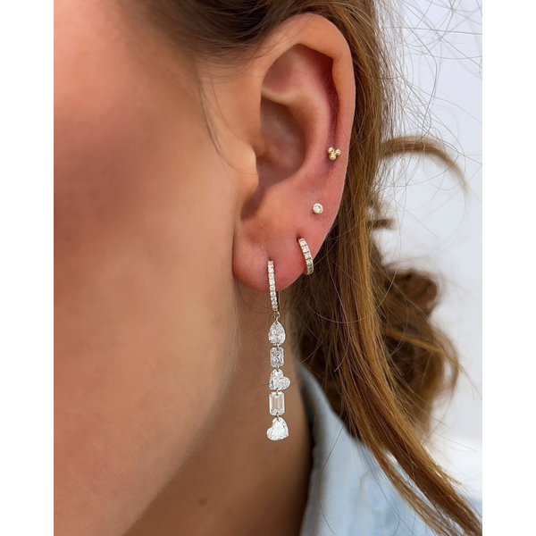 Lab-Grown Diamond Drilled Multi-Shape Dangle Huggies