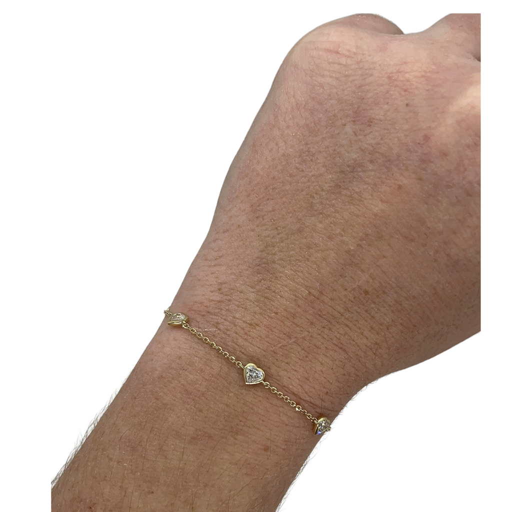 Lab-Grown Heart Station Bracelet