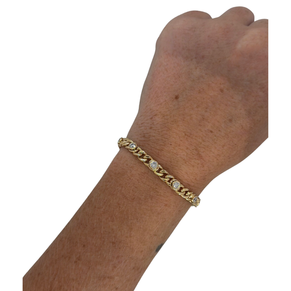 Bezel Diamond Cuban Chain Bracelet