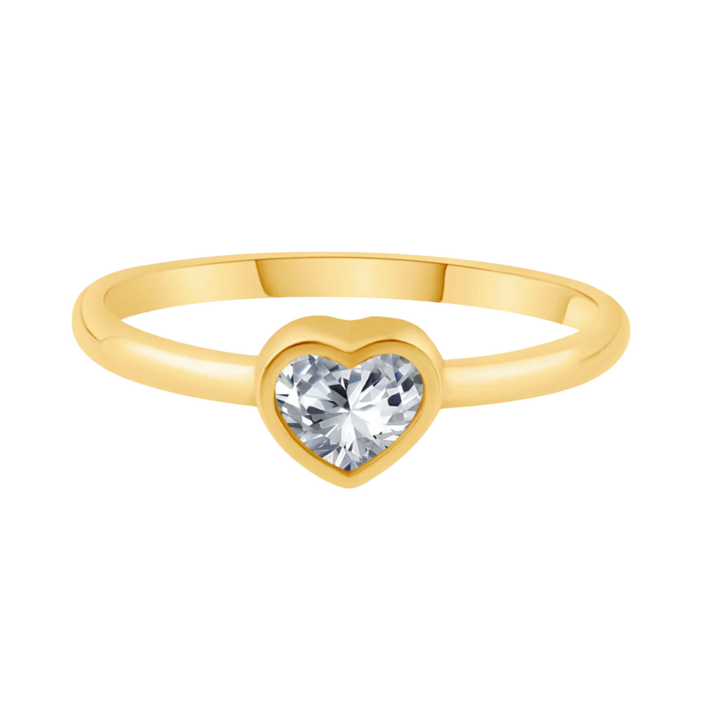 Dainty Heart Bezel Ring