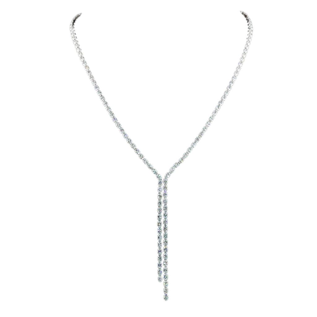 Lab-Grown Oval Lariat Tennis Necklace