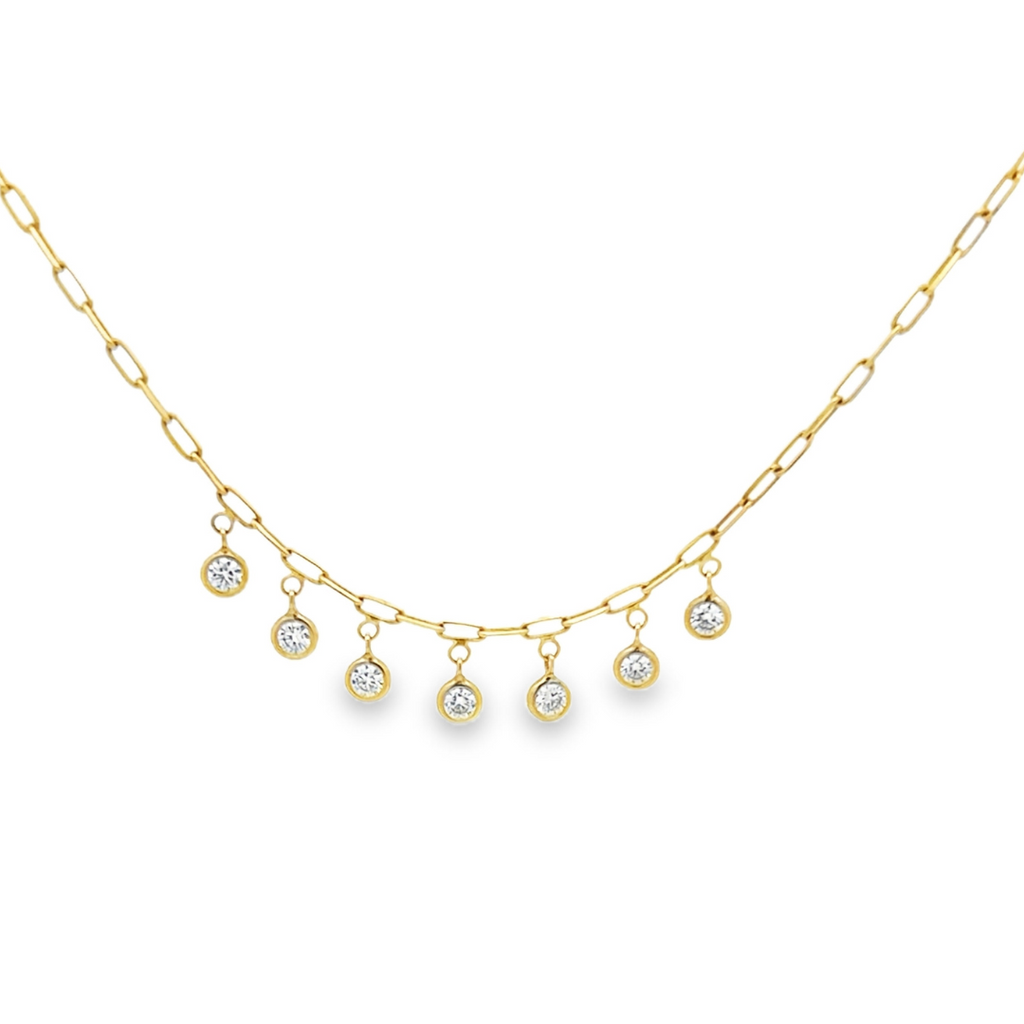 Bezel Dangle Paperclip Necklace