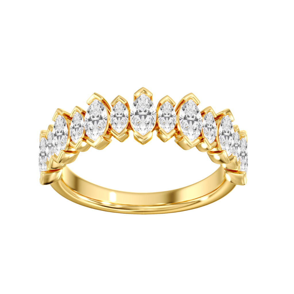 Lab-Grown Half Bezel Alternating Size Marquise Band