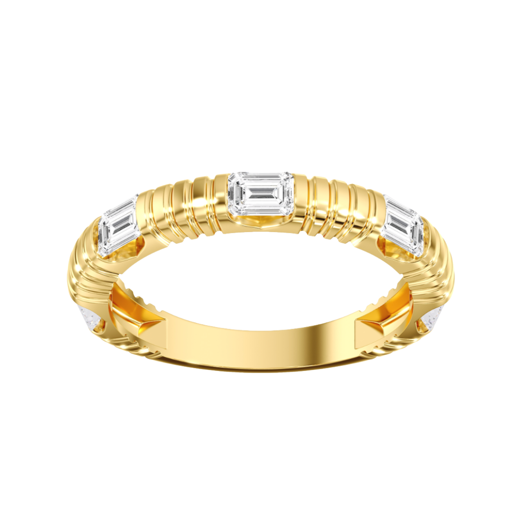 Lab-Grown Fluted E/W Emerald Cut Band