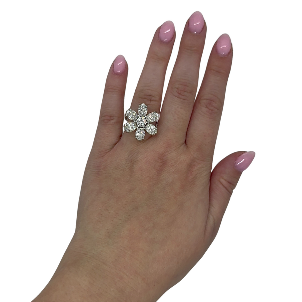Lab-Grown Diamond Flower Cocktail Ring