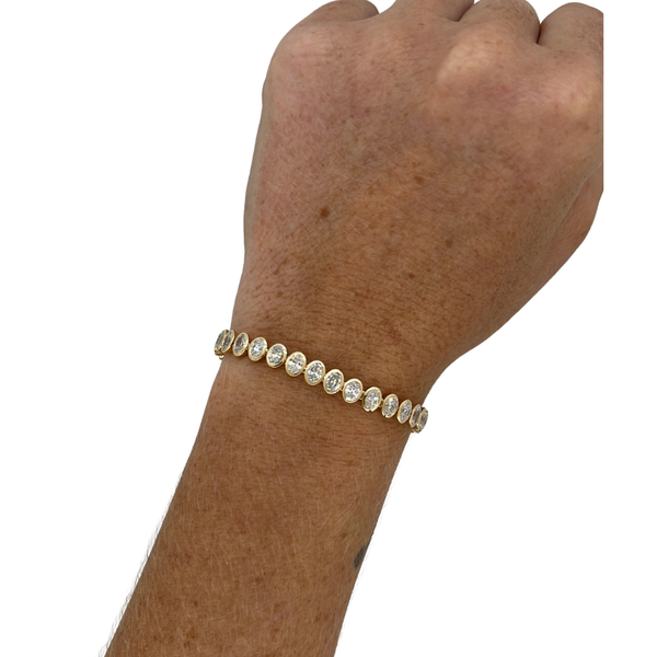 Lab-Grown Bezel Oval Tennis Bracelet