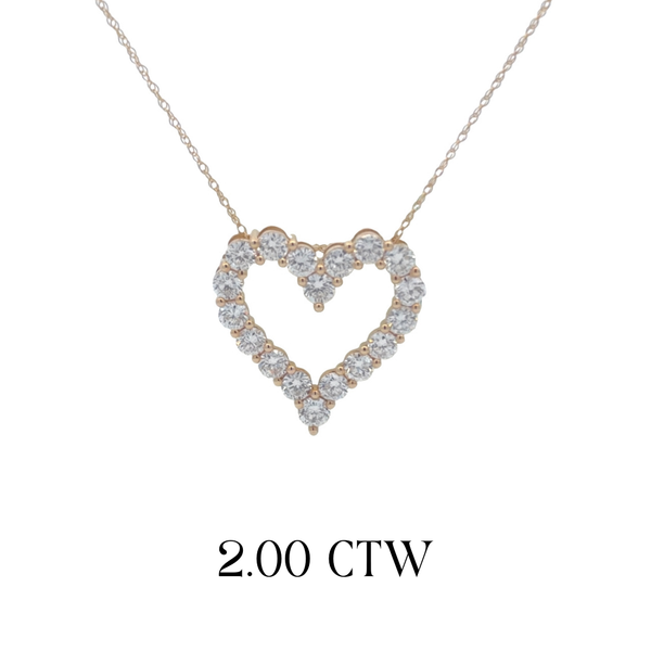 Lab-Grown Open Heart Pendant Necklace- 2.00 ctw