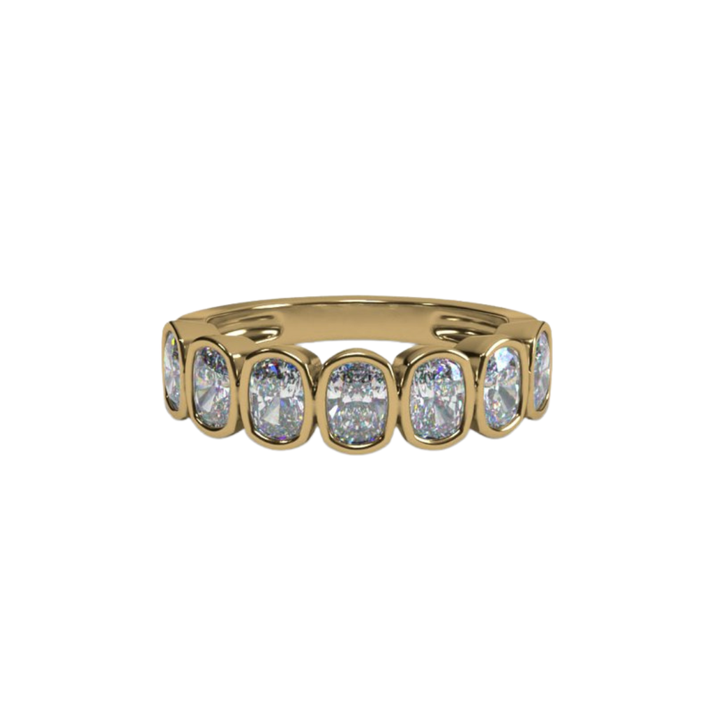 Lab-Grown Bezel Elongated Cushion Band