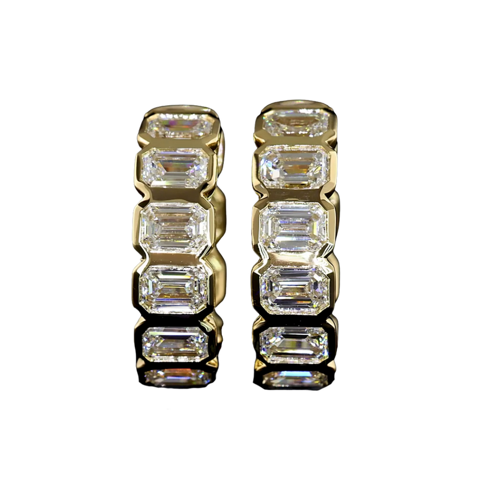 Lab-Grown Bezel Emerald Eternity Huggies
