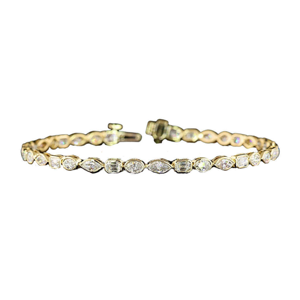 Lab-Grown E/W Multi-Shape Bezel Tennis Bracelet