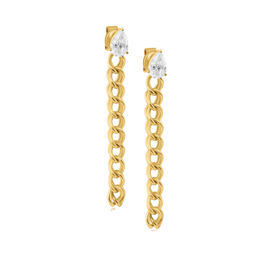 Pear Diamond Chain Dangle Dusters