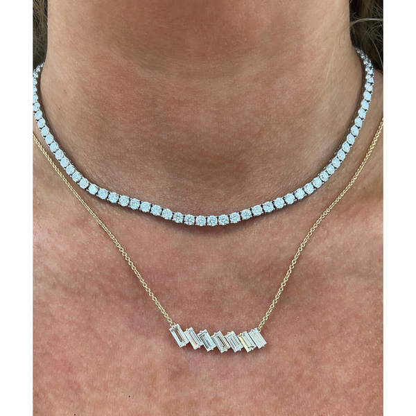 Lab-Grown Offset Baguette Necklace