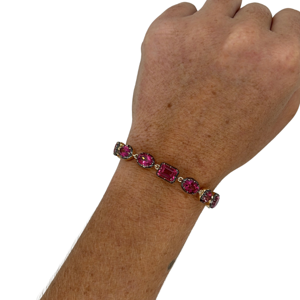 Georgian Set Black Rhodium Pink Topaz Multi-Shape Bracelet