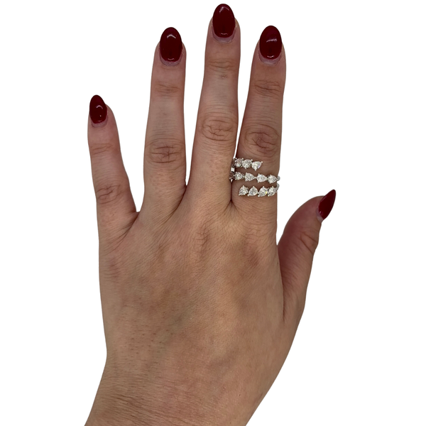 Lab-Grown Pear Triple Row Wrap Ring