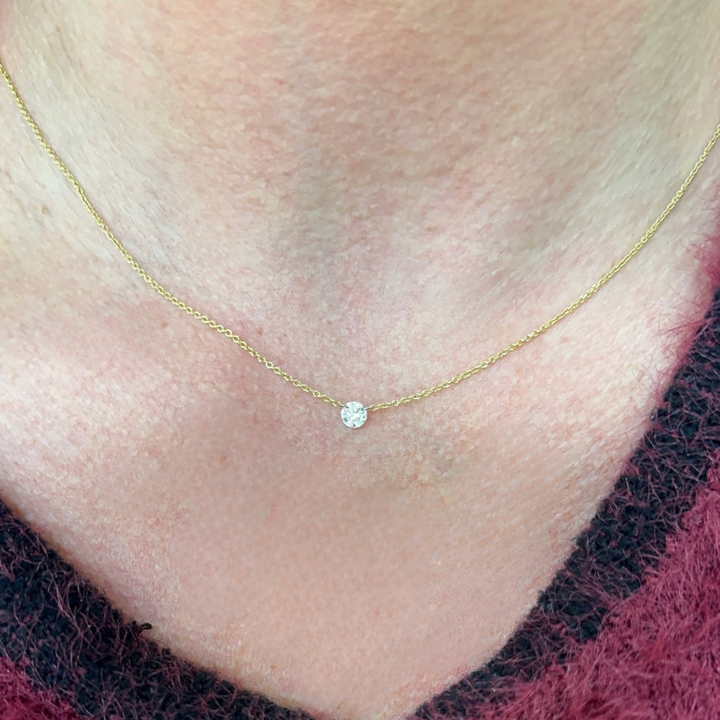 Dainty Solitaire Drilled Diamond Necklace