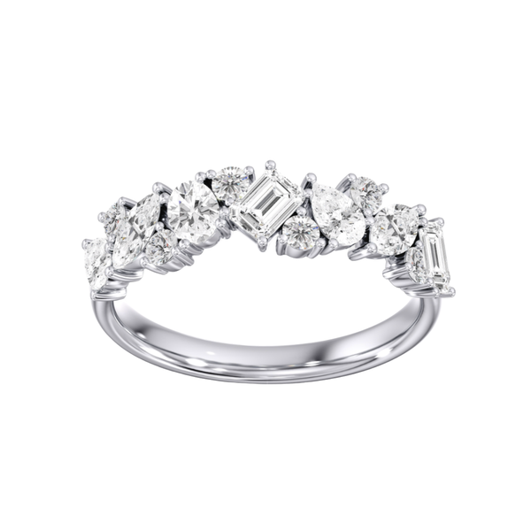 Lab-Grown Offset Fancy Shape & Round Accented Band