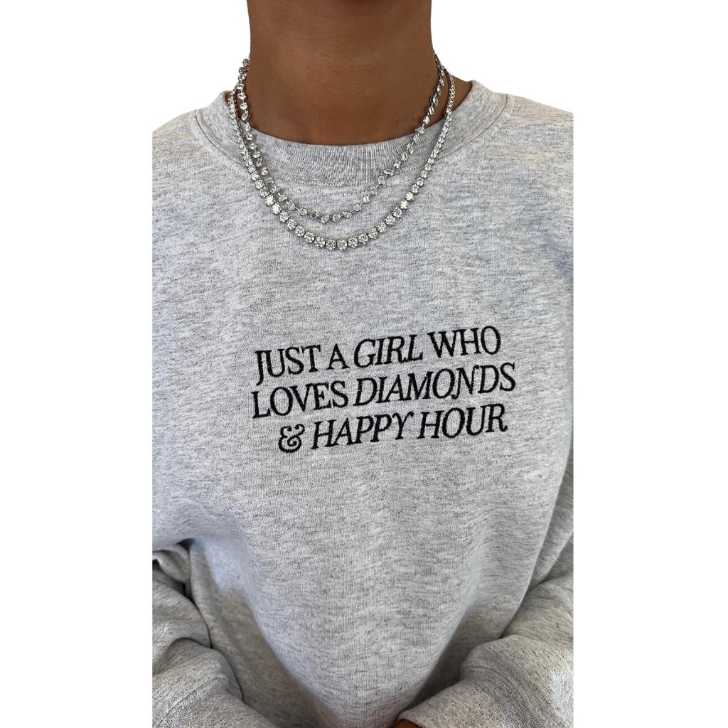 Diamonds & Happy Hour Embroidered Sweatshirt