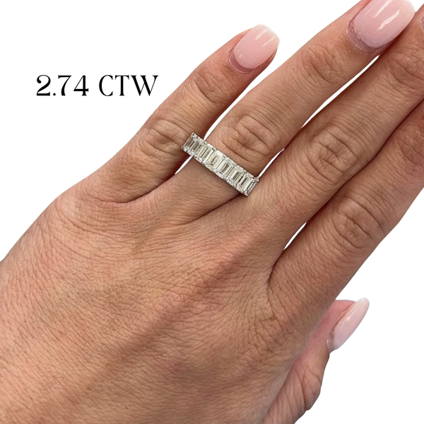 Lab-Grown 9 Stone Emerald Cut Diamond Band on hand