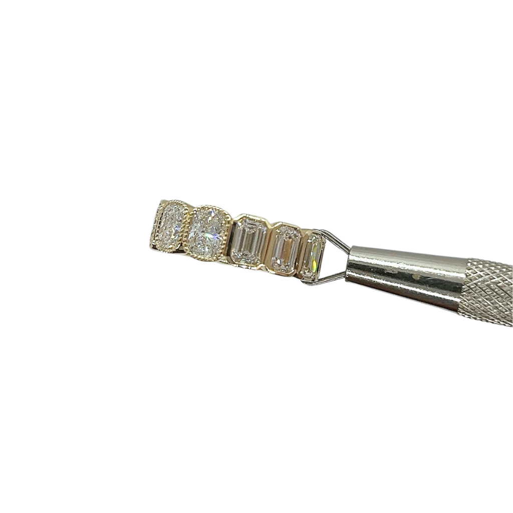Lab-Grown Bezel Emerald/Milgrain Bezel Cushion Dirty Martini Band