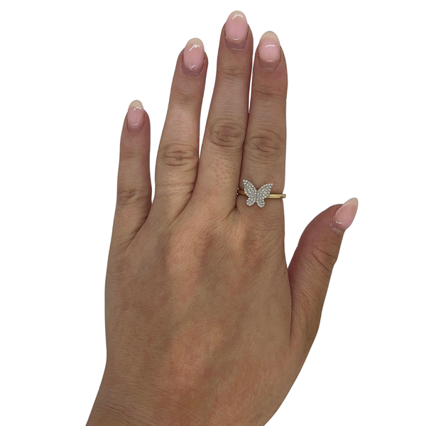 Dainty Pave Diamond Butterfly Ring