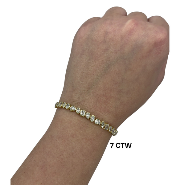 Lab-Grown Multi-Shape Bezel Tennis Bracelet