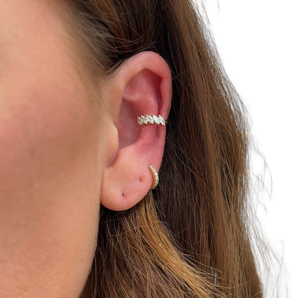Lab-Grown Tilted Marquise Ear Cuff