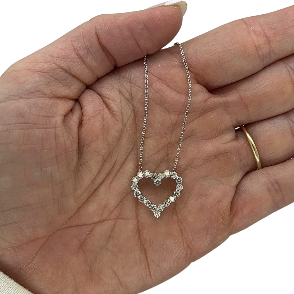 Mini Heart Shaped Diamond Pendant Necklace