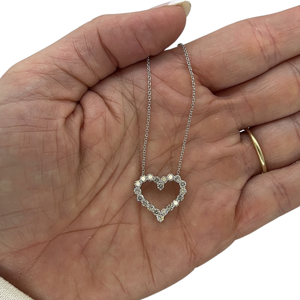 Small Heart Shaped Diamond Pendant Necklace