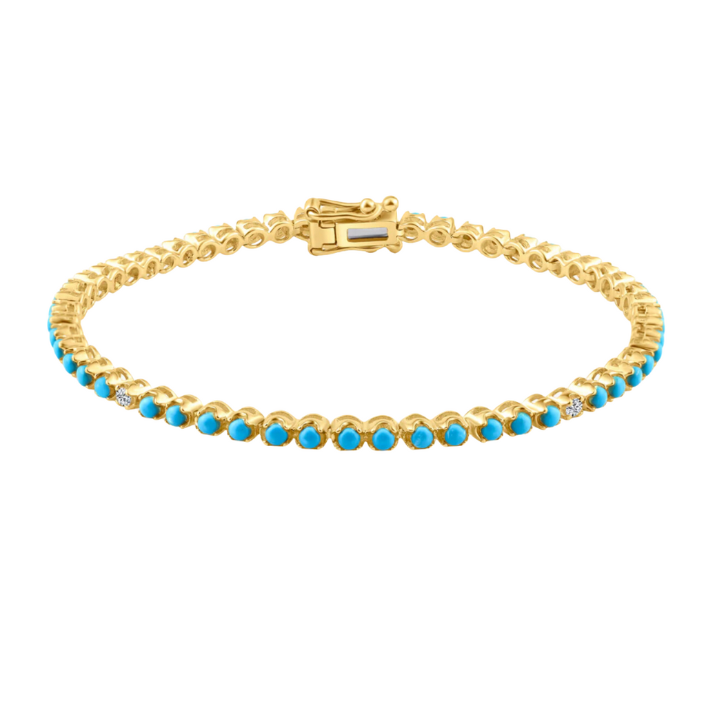 Turquoise & Diamond Tennis Bracelet