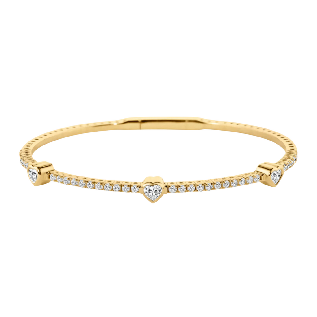 Heart Embellished Diamond Bangle