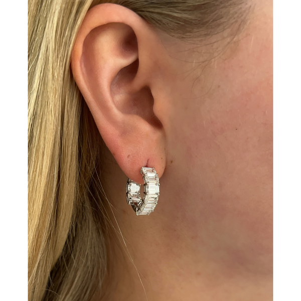 Lab-Grown E/W Emerald Cut Inside Out Hoops