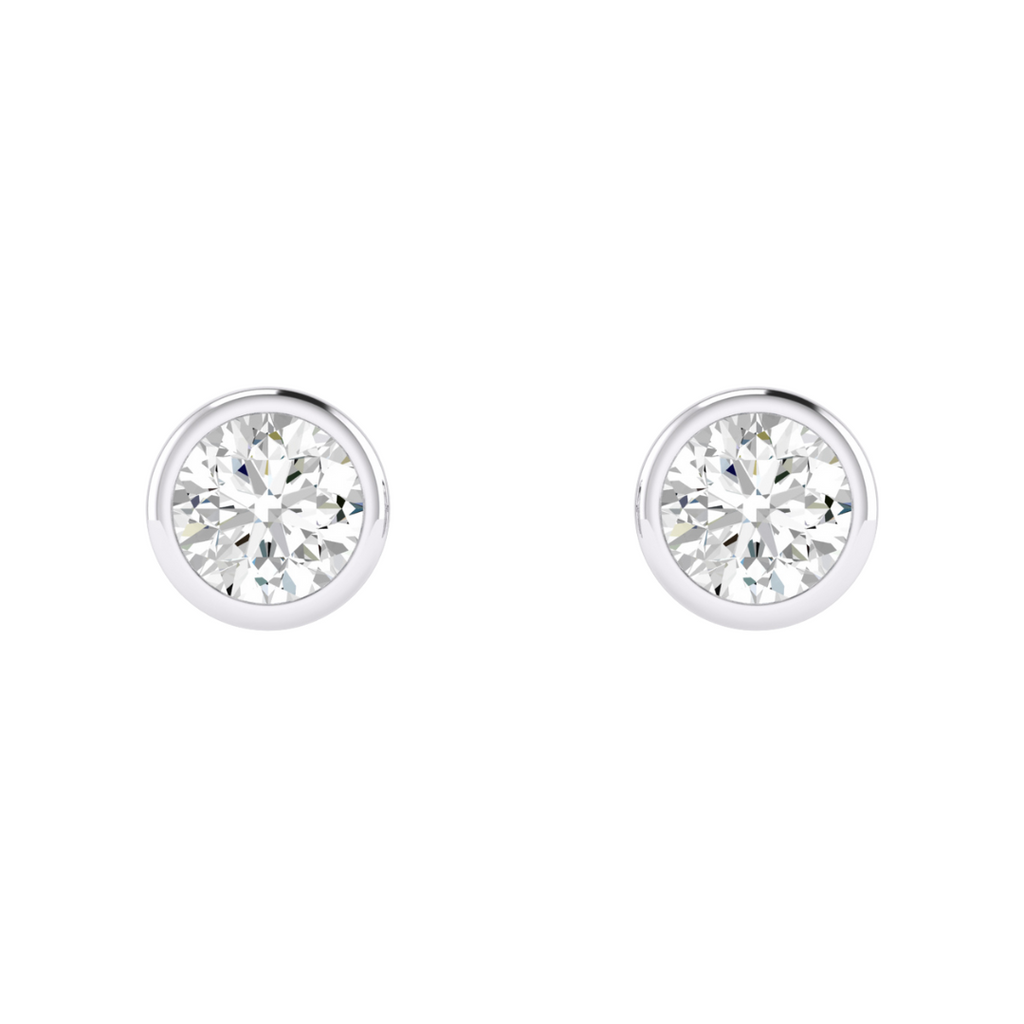 Lab Grown Round Bezel-Set Studs